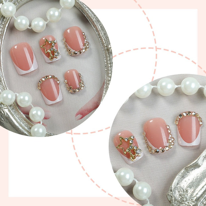 Artificial nail set with elegant flower design and glitter accents Kalsten