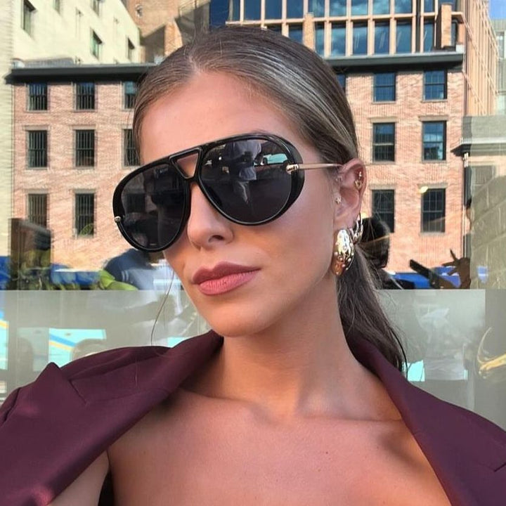Women's oversized sunglasses with elegant plastic frame and mirrored lenses Kalsten