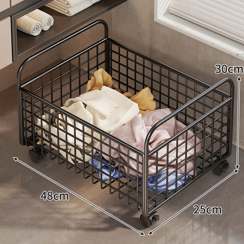 Metal Wire Grid Storage Basket with Raised Side Handles for Shelf and Countertop Organization