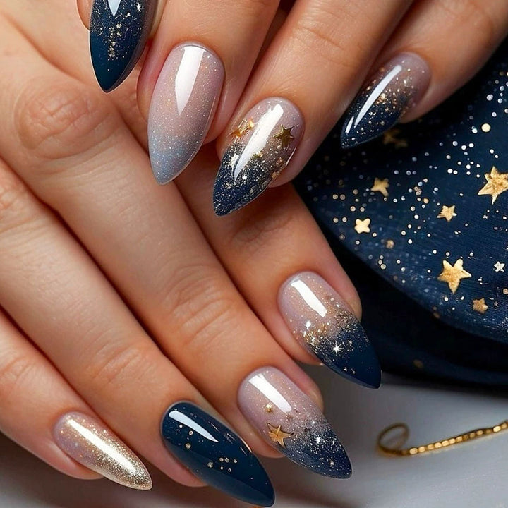 Starry Night Press-On Nail Design