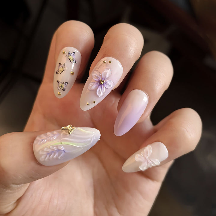 Elegant Floral Artwork Press-On Nails Kalsten