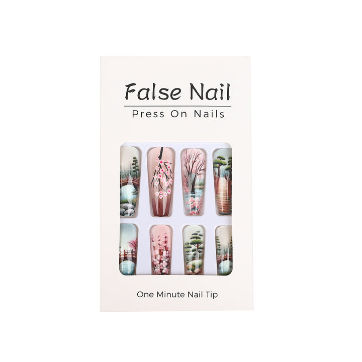 Creative artificial nails in Asian Cherry Blossom Design Kalsten