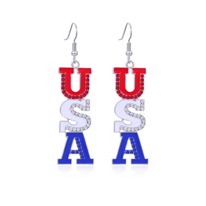 Women's lightweight star earrings with enamel flag design and fishhook Kalsten