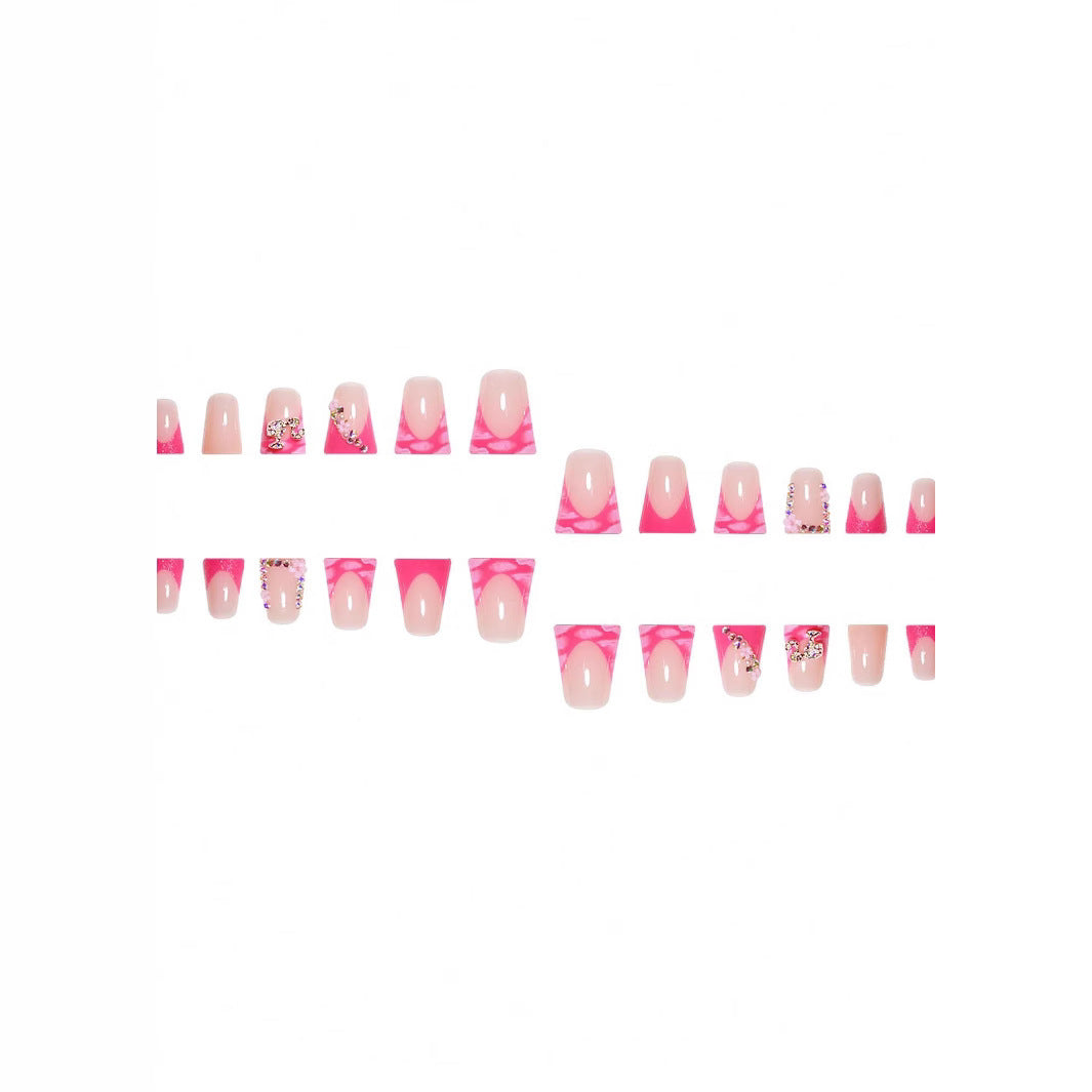 Decorative Floral and Rhinestone Acrylic Nail Extensions Kalsten