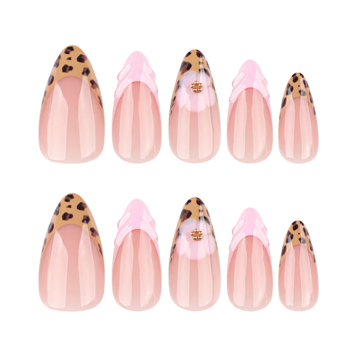 Artful stiletto nails with floral leopard pattern Kalsten