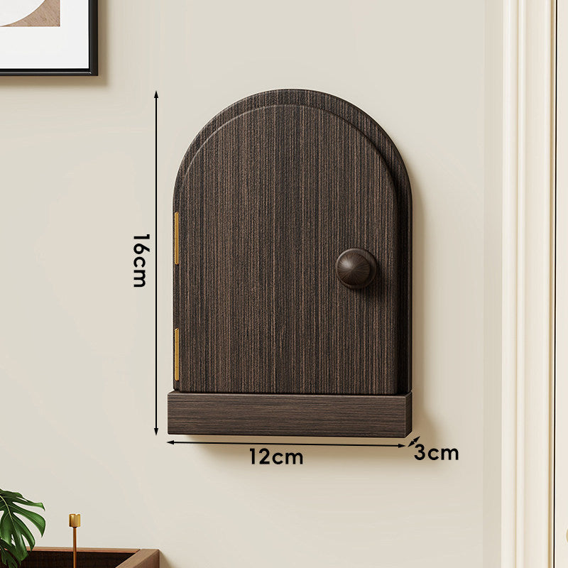 Wall-Mounted Arched Mini Storage Cabinet with Dual Doors and Narrow Display Shelf