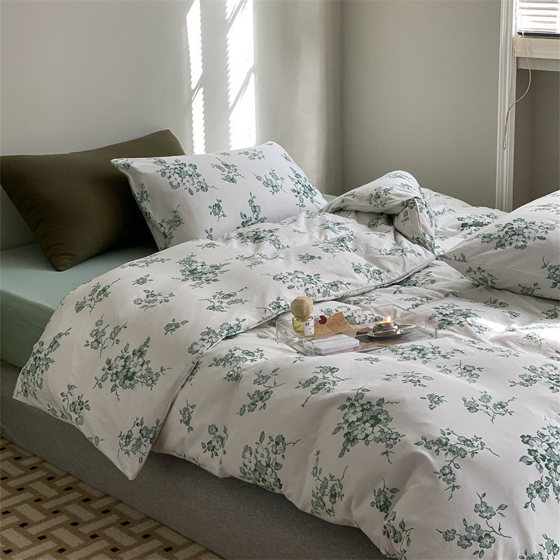 Cotton percale duvet cover set with delicate wildflower print and breathable finish