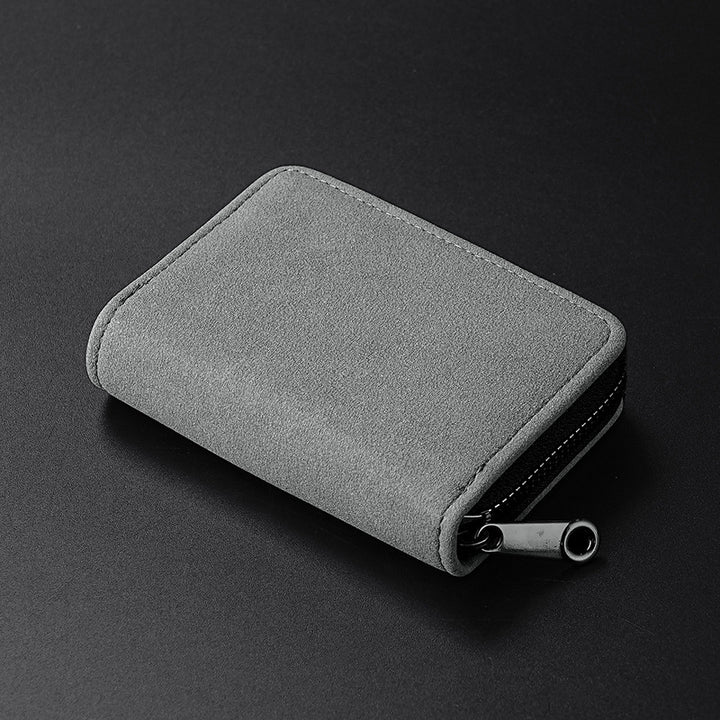 Compact Zippered Leather Wallet