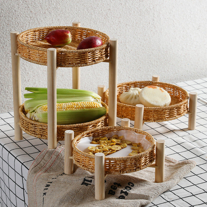 Handwoven Decorative Tabletop Basket with Wooden Legs Kalsten