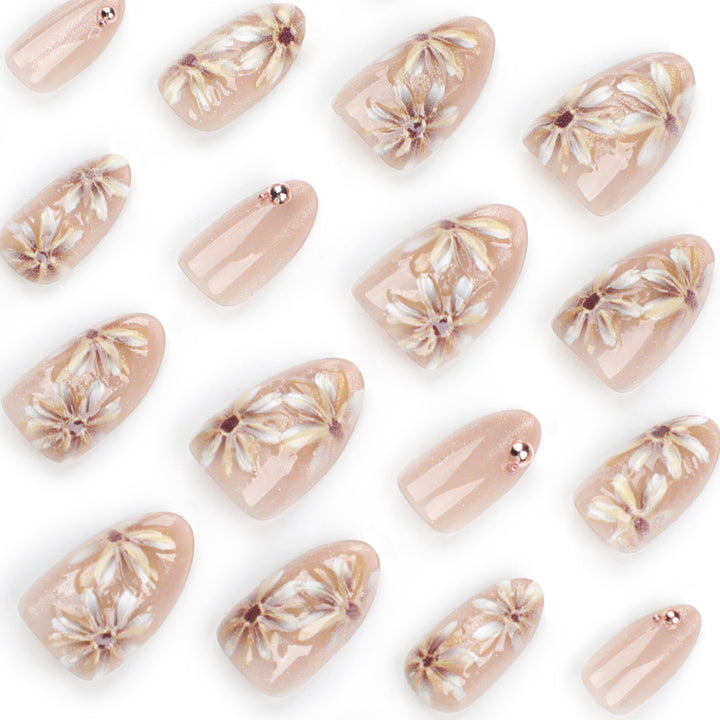 Artful Nail Extensions with 3D Flower Design Kalsten