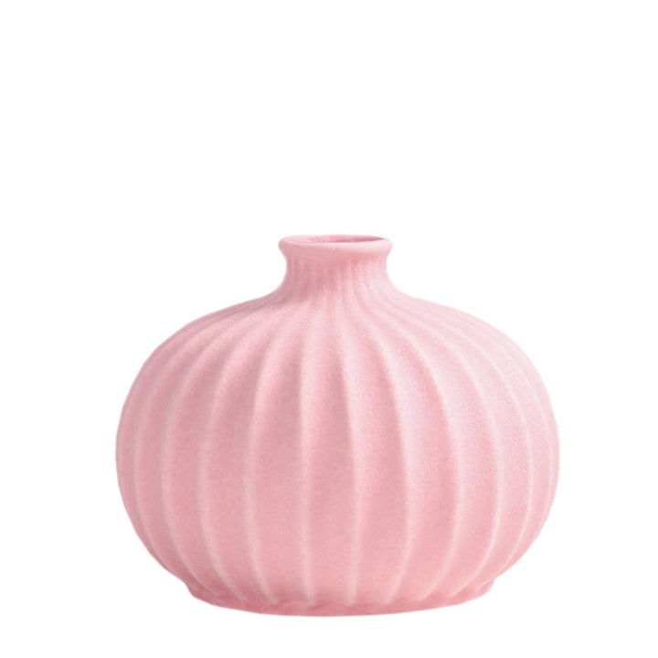 Ribbed Decorative Ceramic Vase Kalsten