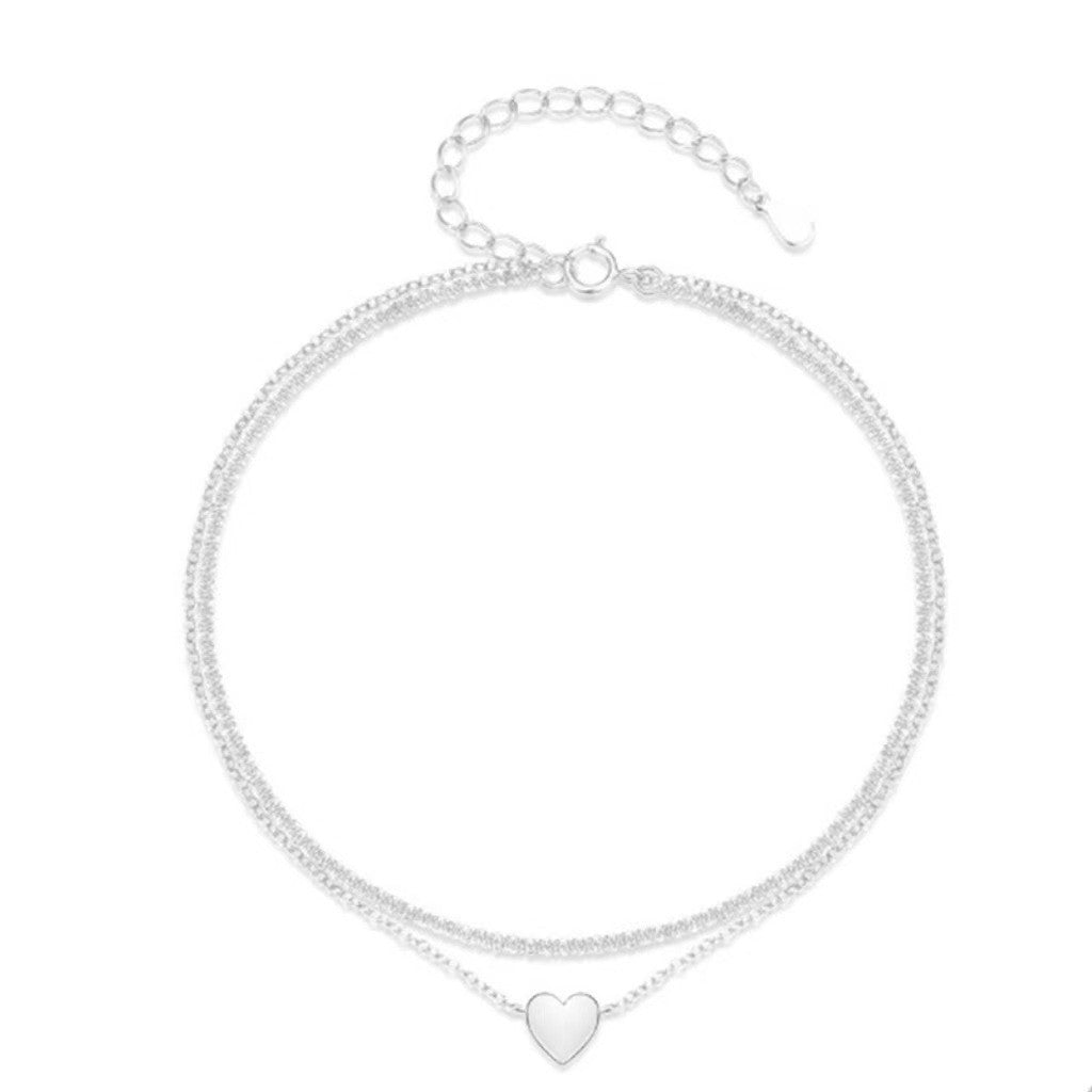 Two-Tone Heart Charm Anklet Kalsten