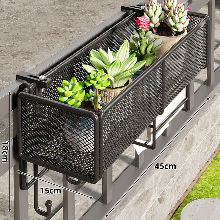 Mesh Balcony Hanging Planter Box with Clamp-On Mount and Drainage