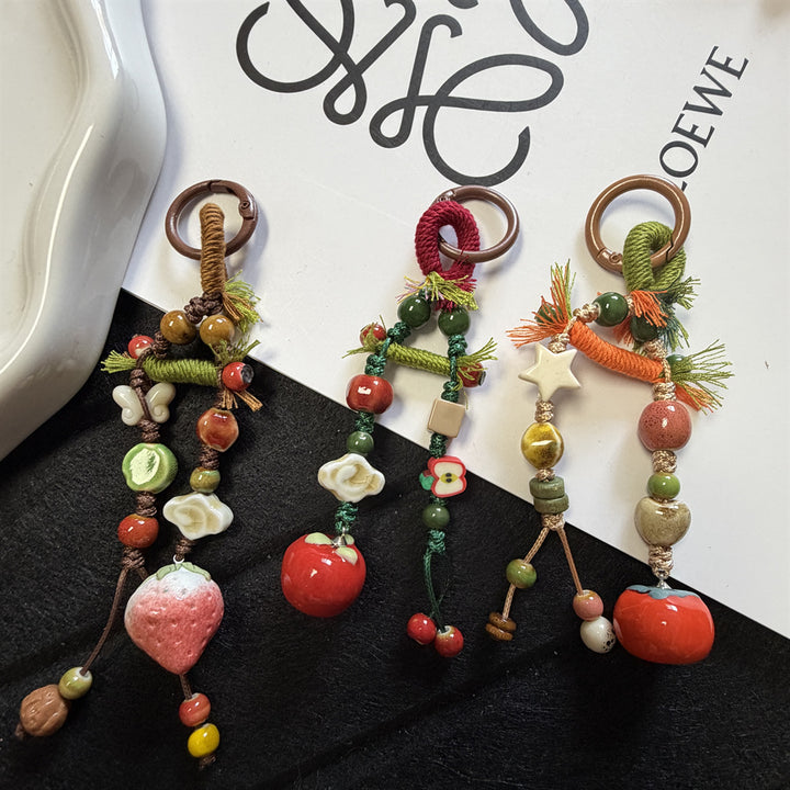 Decorative Beaded Fruit-Themed Keychain Kalsten