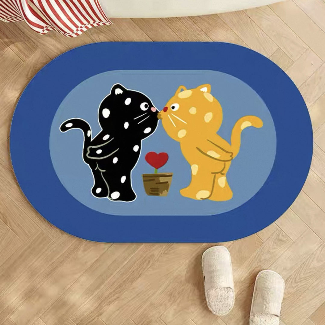 Fun Cartoon Cat-Themed Doormat
