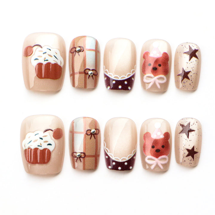 Whimsical Cupcake-Themed Press-On Nails