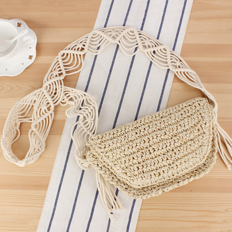 Macramé Shoulder Bag with Elegant Fringe Decoration Kalsten