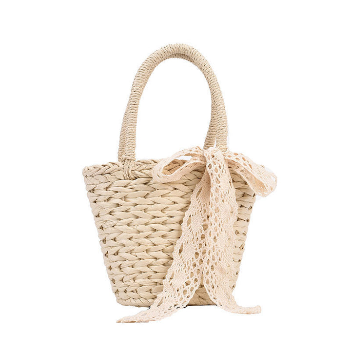 Handwoven basket bag with lace accent Kalsten