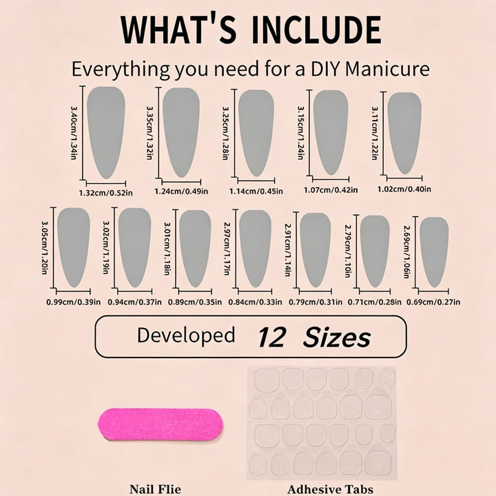 Artificial nail set with glamorous metallic elements and delicate details Kalsten