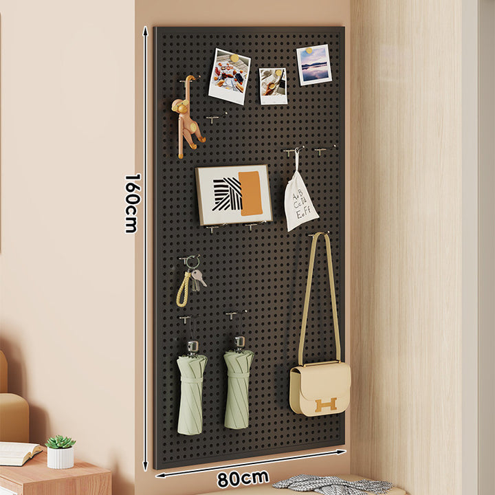 Wall-Mounted Perforated Pegboard Organizer Panel with Modular Hooks