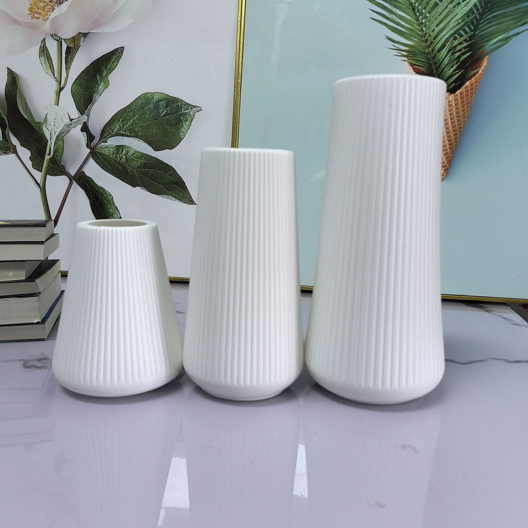 Textured Ribbed Decorative Vase Set Kalsten