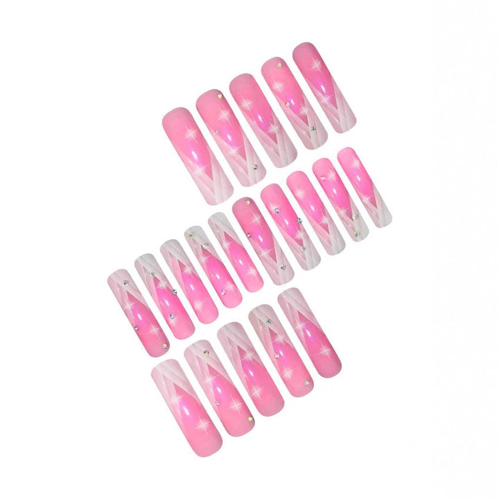 Long Acrylic Nail Extensions with Glitter Accents Kalsten