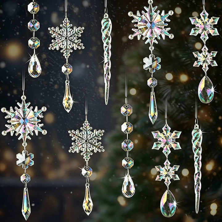 Crystal Snowflake Ornaments Set