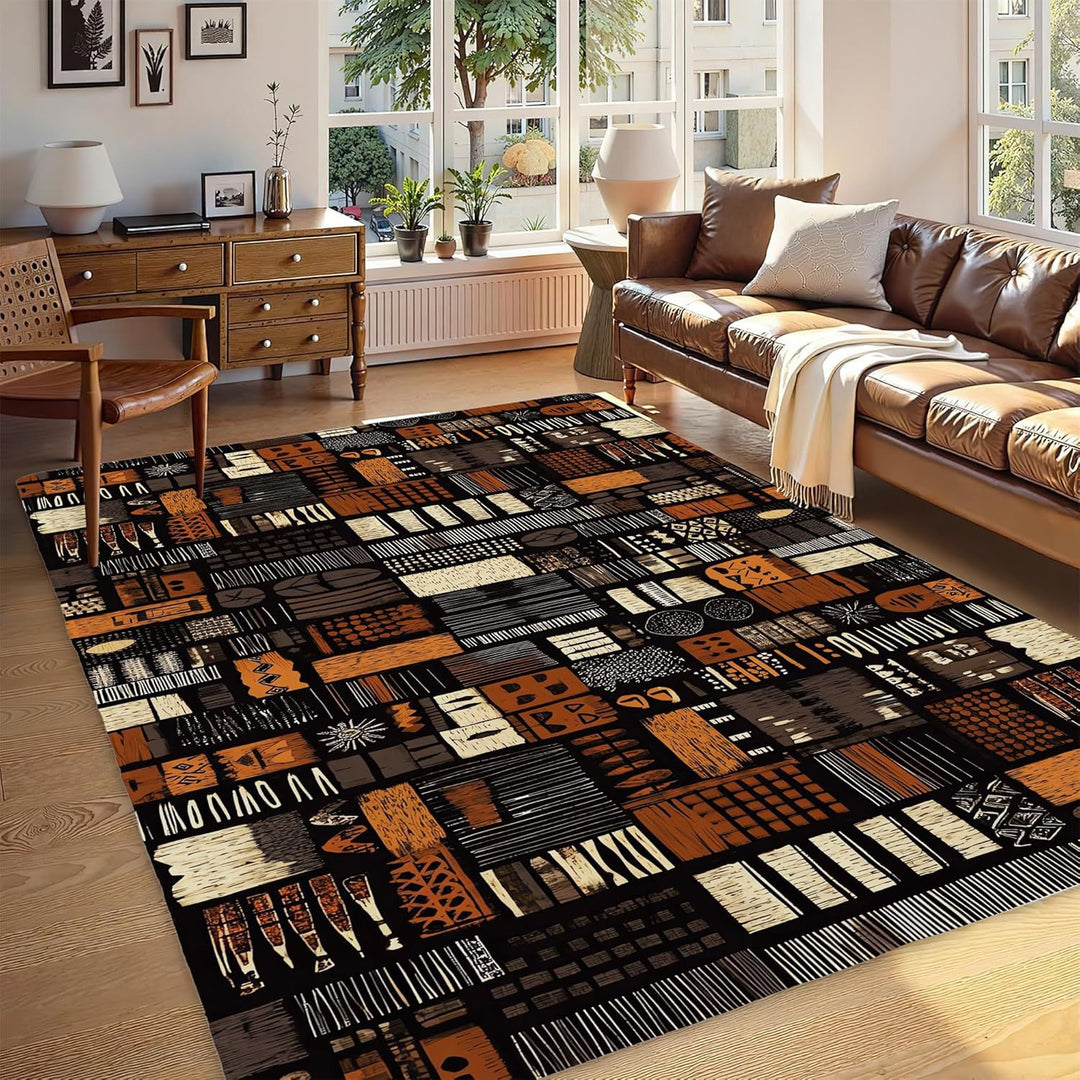 Abstract Leaf Print Area Rug
