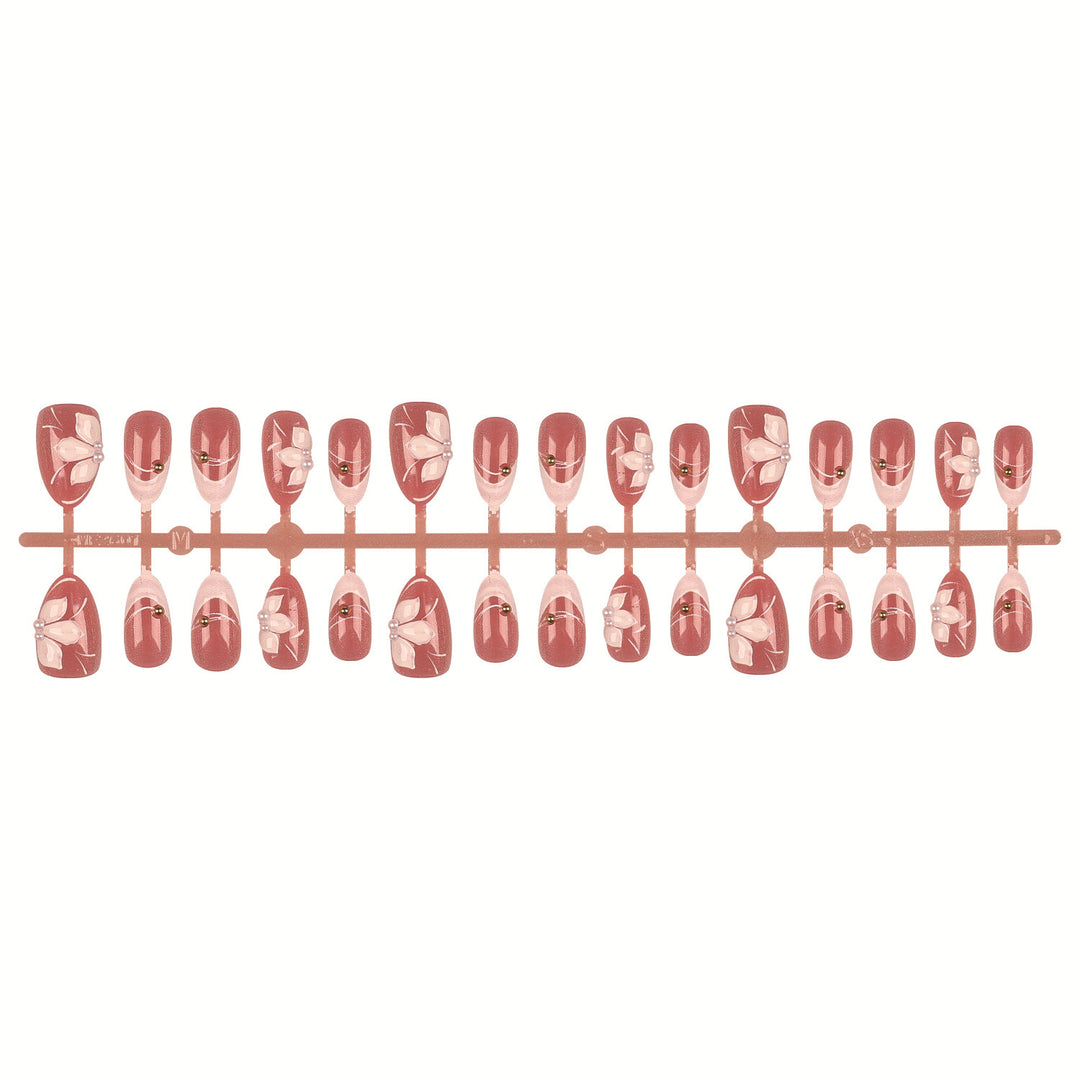 Floral Decorative Press-On Nail Set