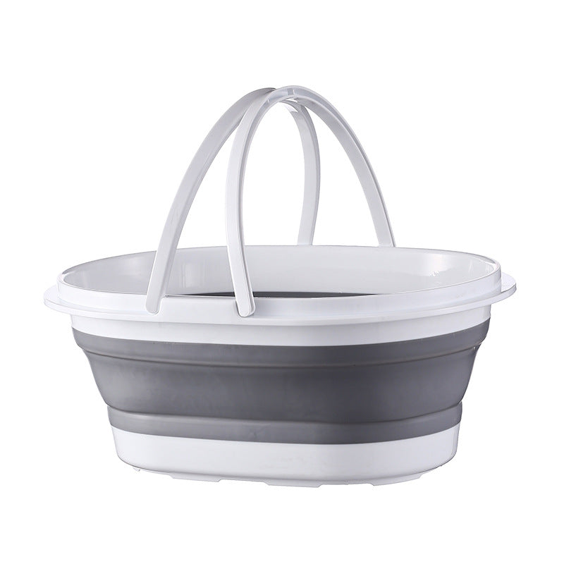 Foldable transport and washing tub with double carrying handle and integrated anti-slip base