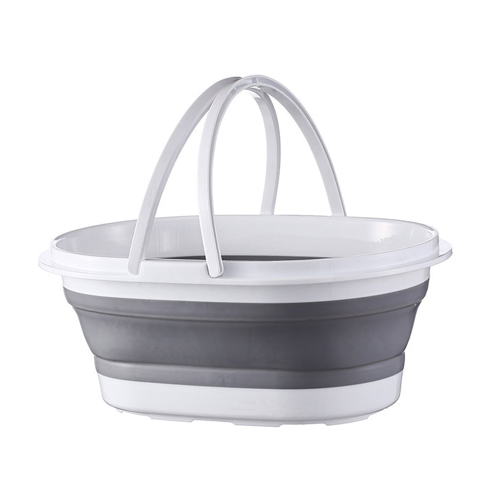 Foldable transport and washing tub with double carrying handle and integrated anti-slip base