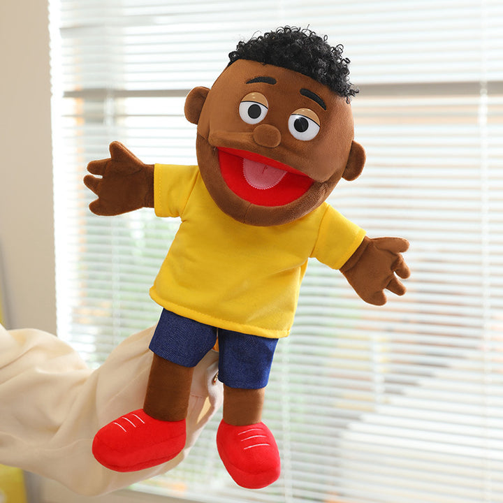 Hand Puppet Plush Boy Character with Movable Mouth and Soft Fabric Body Kalsten