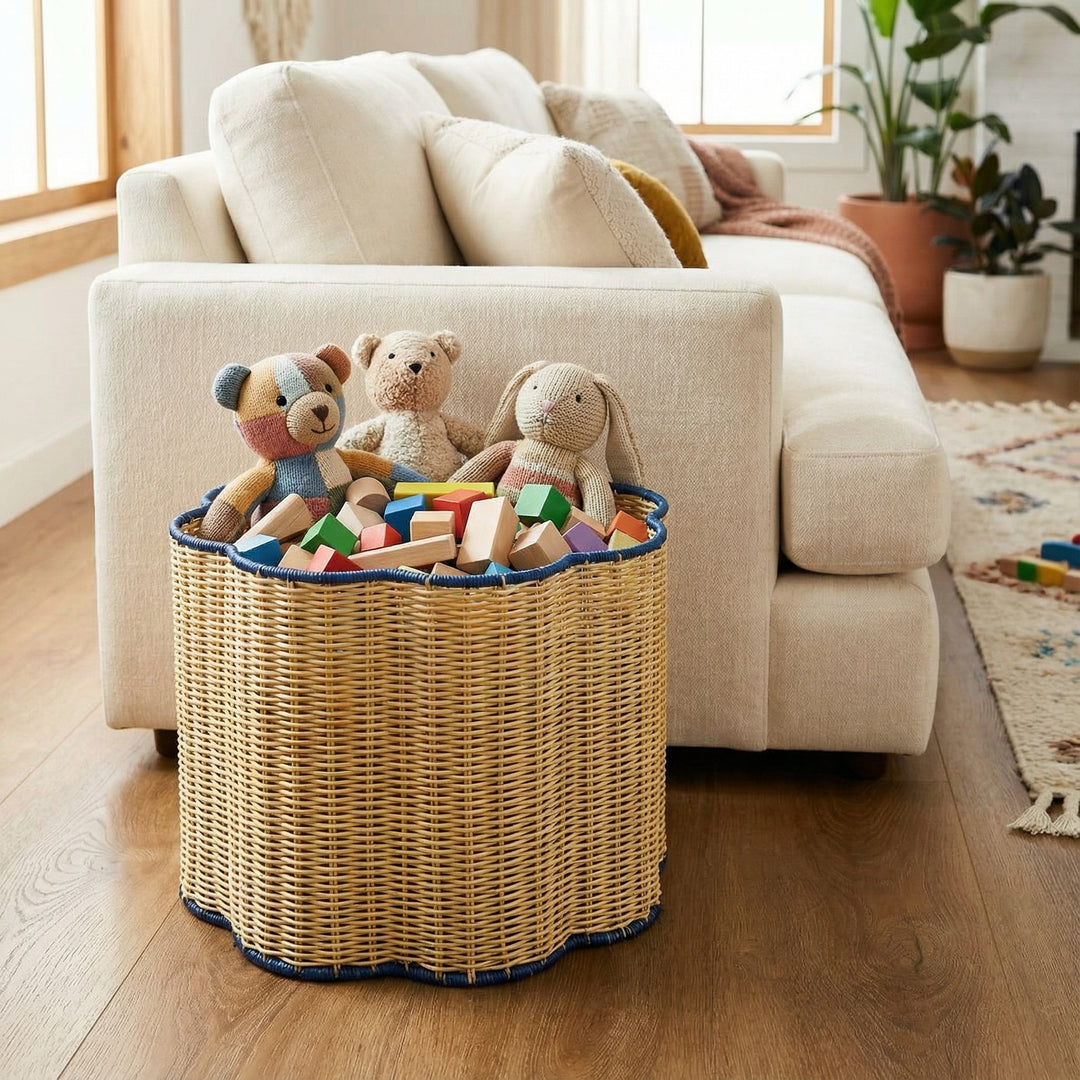 Decorative Scalloped Woven Storage Basket Kalsten
