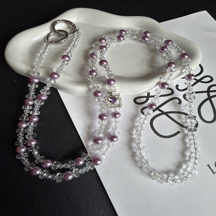 Elegant Pearl and Crystal Eyewear Holder Kalsten