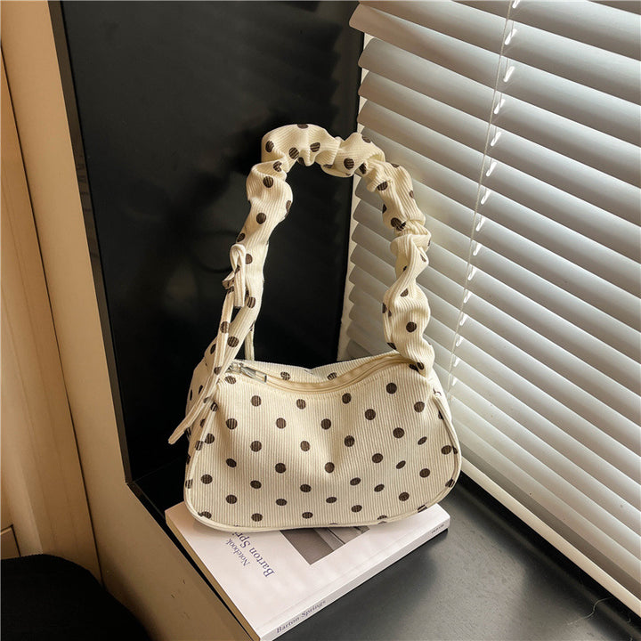 Polka Dot Textured Shoulder Bag