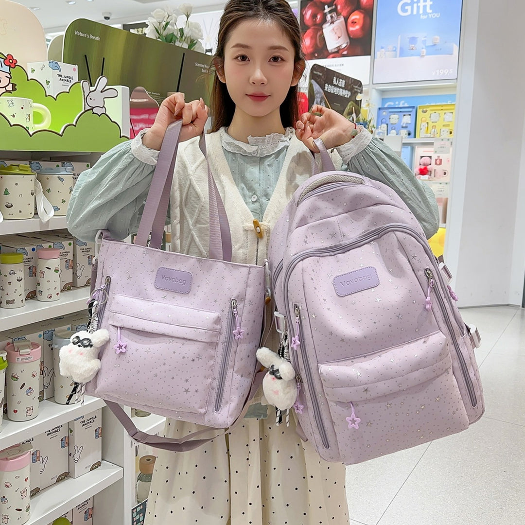Stylish Multi-Compartment Backpack with Decorative Accents Kalsten
