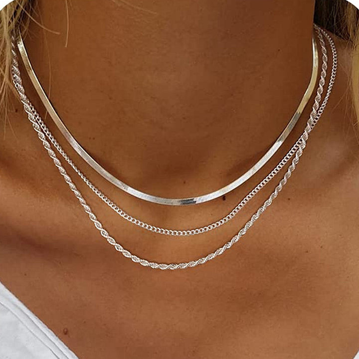Layered Textured Chain Necklace Kalsten