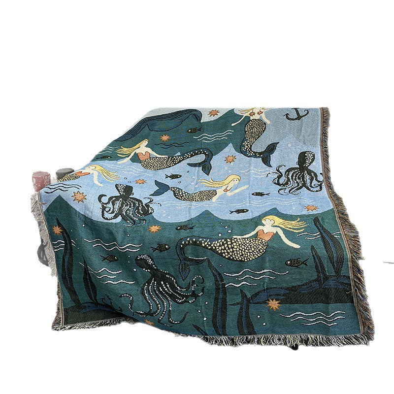Artistic Tropical-Themed Tapestry Throw Blanket