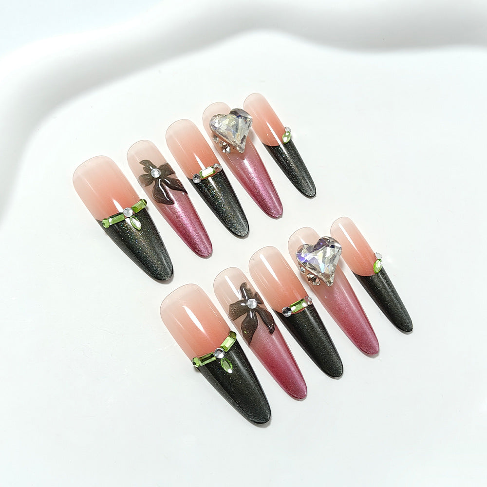 Artificial nails with elegant tip design and glitter accents Kalsten