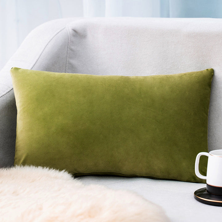 Plush Velvet Lumbar Pillow Cover with Hidden Zipper and Removable Insert Support