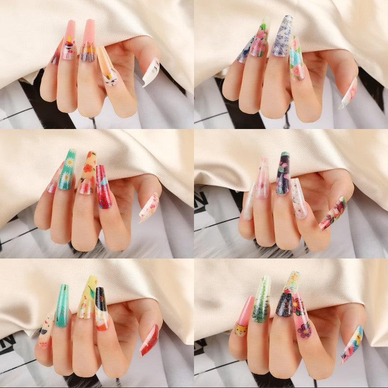 Artificial nails with floral patterns Kalsten