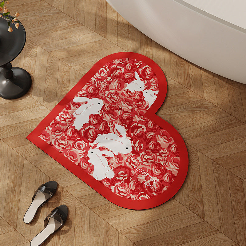 Heart-Shaped Floral Bath Mat Kalsten