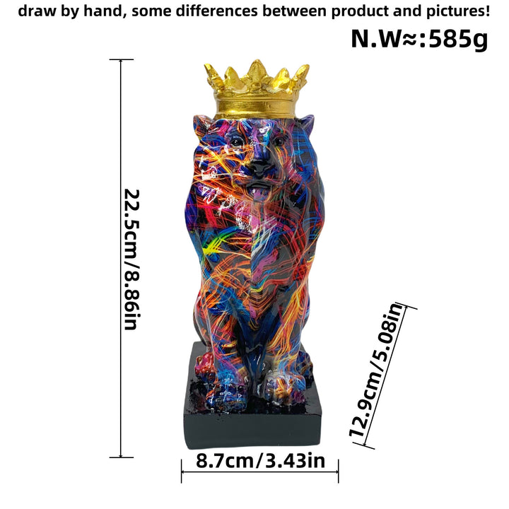 Colorful Lion Sculpture with Crown Kalsten