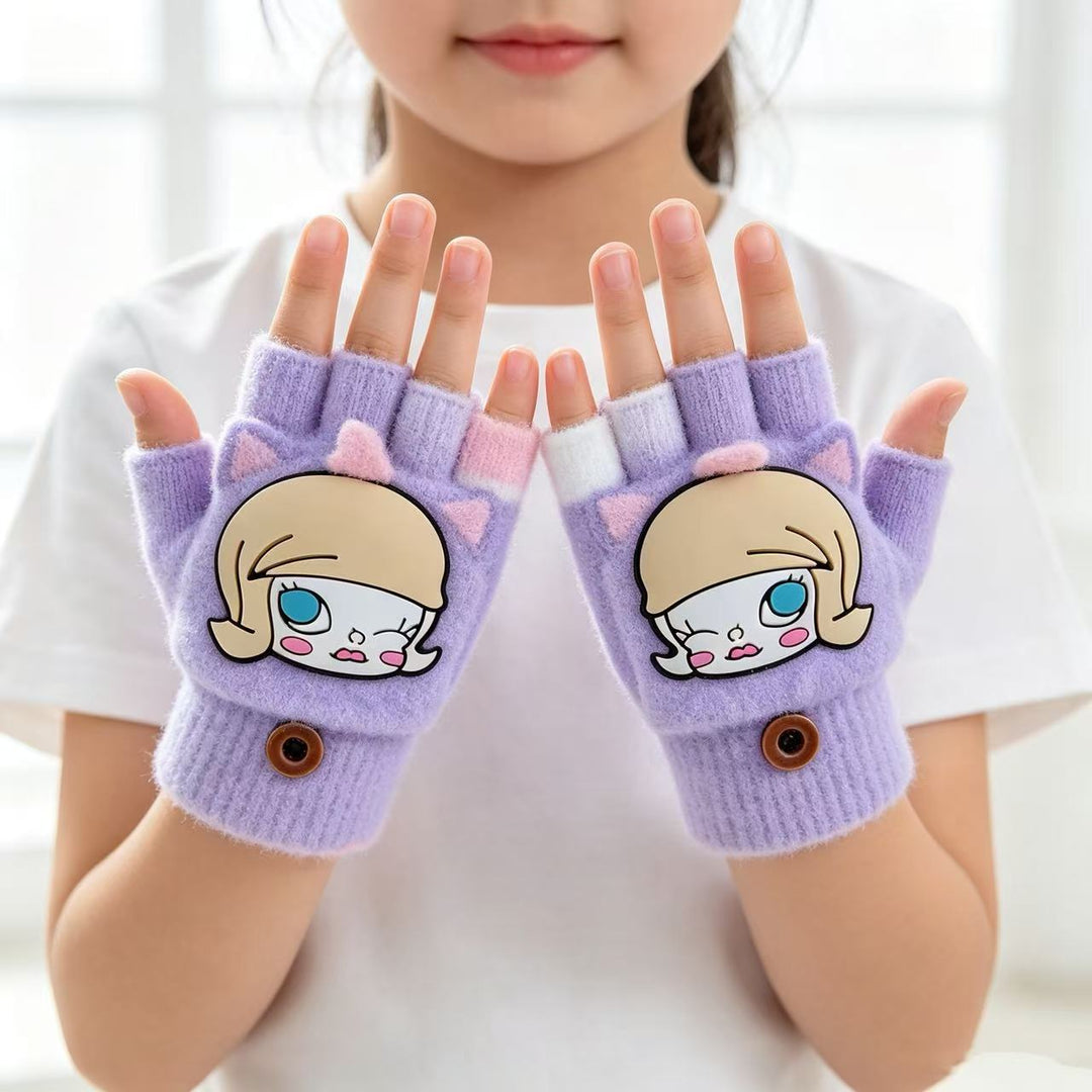 Cute Cartoon-Themed Fingerless Gloves Kalsten