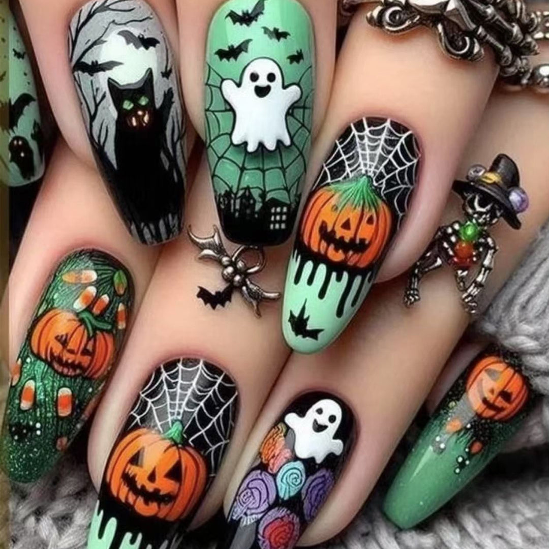 Halloween Nail Art Set with Creative Designs and Sparkling Details Kalsten
