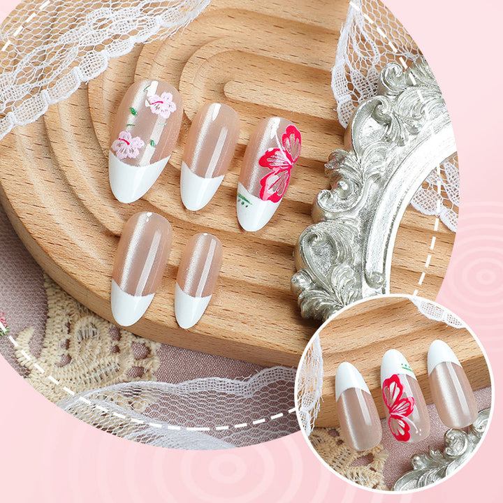 Floral French Tip Press-On Nail Art Set