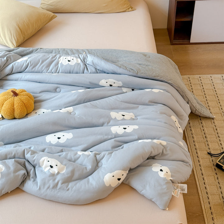 Padded futon mattress topper with cute cat pattern
