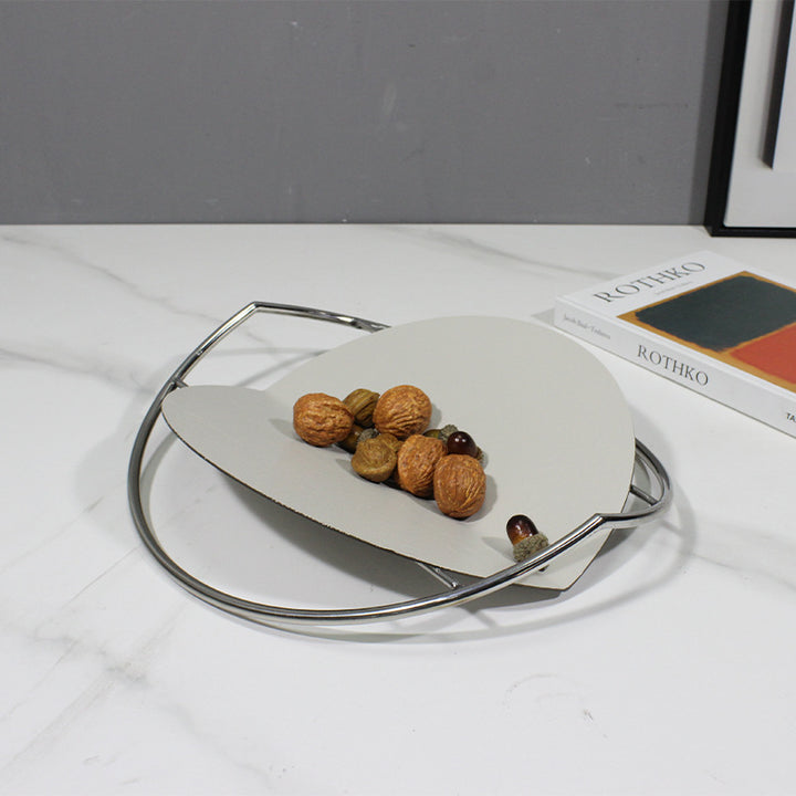 Decorative Serving Bowl with Modern Metal Stand