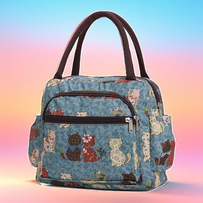 Insulated Cat Print Lunch Cooler Bag Kalsten