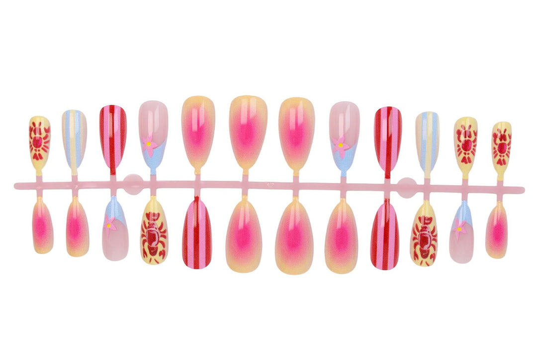 Acrylic nail set with floral pattern and creative designs Kalsten